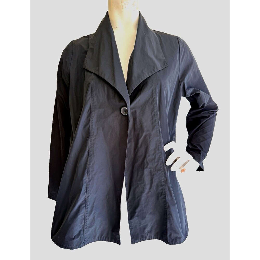 SUN KIM Jacket Black Lightweight Button Front Relaxed Long Sleeve Women XS
